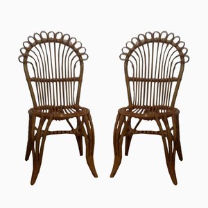 Set of Rattan Side Chairs, 1960s