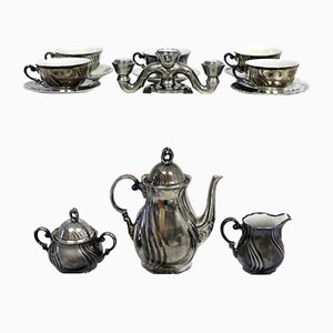 Coffee Service in Silvered Porcelain from RW Bavaria, 1920s, Set of 11