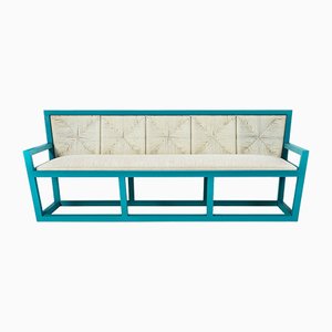 Italienisches Mediterraneo Sofa mit Gestell aus lackiertem Holz & Bezug aus Seilen von Architetti Artigiani Anonimi