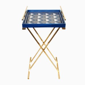 Partenope Tray Table in Cb4 Pattern Marquetry & Brass by Architetti Artigiani Anonimi