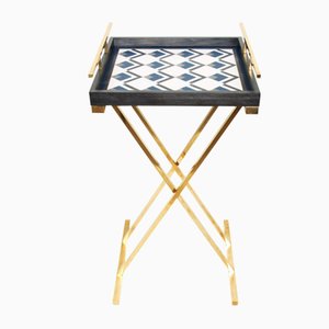 Partenope Tablett Tisch mit Intarsien im Cb1 Muster & Messing von Architetti Artigiani Anonimi