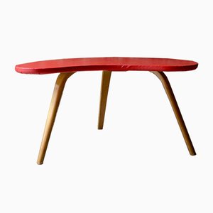 Roter Dreibein Couchtisch von Steiner, 1950er