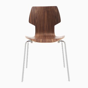 Walnut and Chrome Gràcia Chair by Mobles114