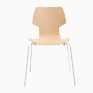 Oak Gràcia Chair with White Legs by Mobles114