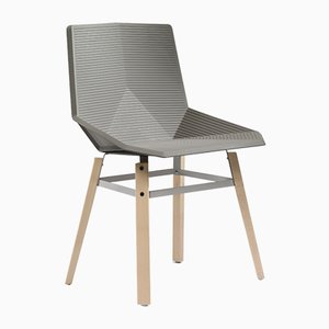 Wood Chair with Beige Seat by Mobles114