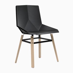 Wood Chair with Black Seat by Mobles114