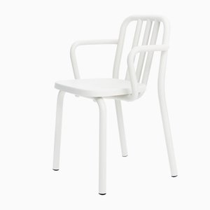 White Aluminum Tube Chair with Arms by Mobles114