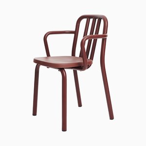 Kastanienbrauner Tube Stuhl aus Aluminium mit Armlehnen von Mobles114