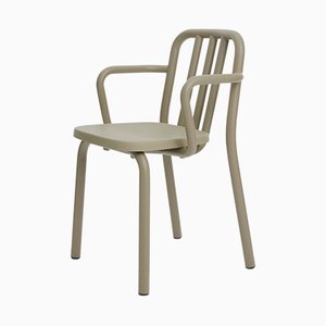 Olive Green Aluminum Tube Chair with Arms by Mobles114