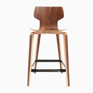 Gràcia Walnut Wood Stool by Mobles114