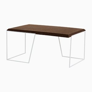 Grão #1 Center Table in Dark Cork with White Legs by Mendes Macedo for Galula