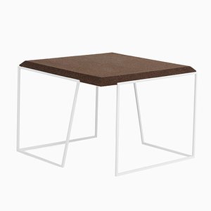 Grão #2 Coffee Table in Dark Cork with White Legs by Mendes Macedo for Galula