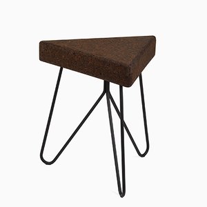 Três Stool in Dark Cork with Black Legs by Mendes Macedo for Galula