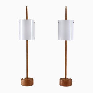 Acrylic & Oak Table Lamps by Uno & Östen Kristiansson for Luxus, 1960s, Set of 2