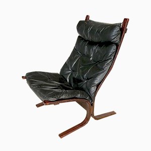 Sedia Siesta in pelle con schienale alto di Ingmar Relling per Westnofa, anni '60