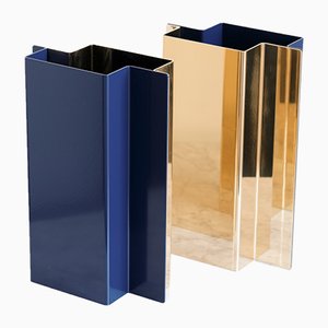 Polished Brass & Lacquered Steel Shift Vase by Etre Moderne