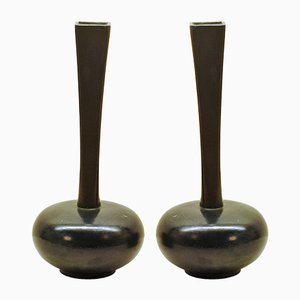 Art Deco Bronze Vases from G.A.B, 1930s, Set of 2