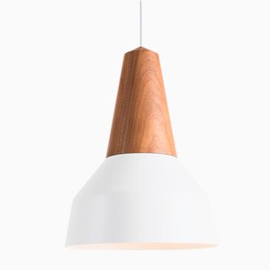 Eikon Basic White Pendant Lamp in Walnut from Schneid Studio