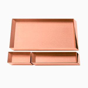 Axonometry Desk Top Trays in Copper by E. Giovannoni for Ghidini 1961, Set of 3