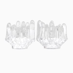 Vintage Polar Crystal Candleholders by Göran Warff for Kosta Boda, Set of 2