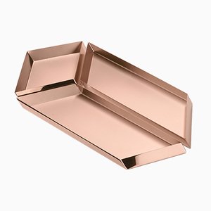 Axonometry Large Parallelepiped Containers in Copper by E. Giovannoni for Ghidini 1961, Set of 3