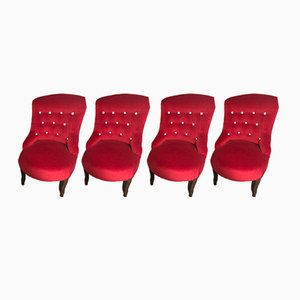 Roter Vintage Sessel, 1950er, 4er Set