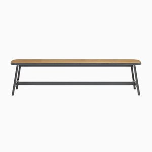 Large Grey Lacquered Oak Bench Three by Another Country