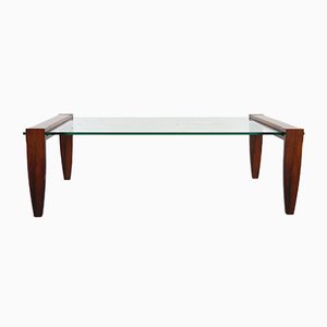 Vintage Brazilian Coffee Table with Glass Top
