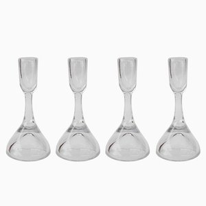 Glass Candle Holders by Vicke Lindstrand for Kosta, Set of 4