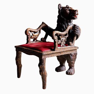 Black Forest Carved Bear Armchair, 1875