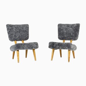 Set of Norwegian Sheepskin Chairs, 1940s