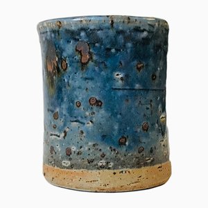 Blau glasierte Steingutvase von Marianne Westman für Rörstrand, 1960er