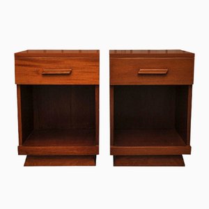 Art Deco Nightstands with Drawers, 1920s, Set of 2