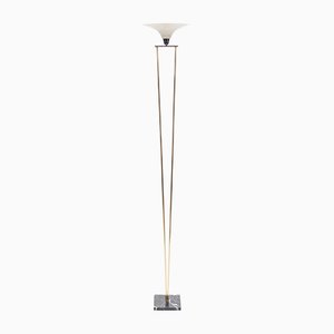 Italian Floor Lamp with Brass and Opaline from Stilnovo, 1960s