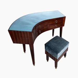 Mid-Century Writing Desk with Stool by Gianni Vigorelli, Set of 2