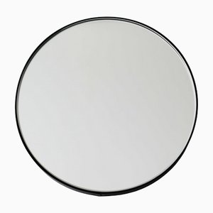 Medium Silver Orbis Round Mirror with Black Frame by Alguacil & Perkoff