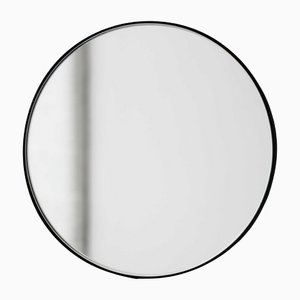 Runder großer versilberter Orbis Spiegel mit schwarzem Rahmen von Alguacil & Perkoff