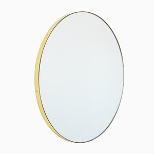 Extra Large Silver Orbis Round Mirror with Brass Frame by Alguacil & Perkoff