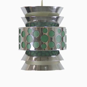 Vintage Green & Chromed Metal Pendant Lamp