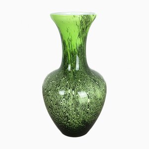 Vaso grande Pop Art in vetro opalino verde di Opaline Florence, anni '70