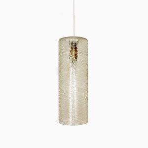 Cylindrical Ice Glass Pendant Lamp from Doria Leuchten, 1950s