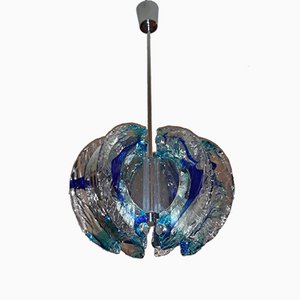 Vintage Blue Chandelier from Mazzega, 1970s