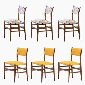 Leggera Stühle aus Leinen & Eschenholz von Gio Ponti für Cassina, 1951, 6 . Set
