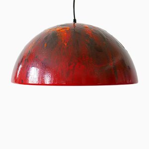 Large Mid-Century Enameled Dome Pendant Lamp, 1960s