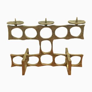 Vintage Brutalist Brass Candleholder