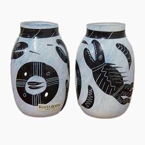 Miniature Caramba Vases by Ulrica Hydman-Vallien from Costa Boda, 1980s, Set of 2