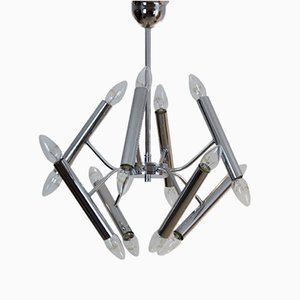 Lampadario geometrico in metallo cromato di Boulanger, anni '60