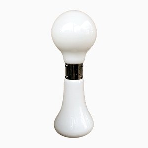 Lámpara de pie Birillo era espacial de cristal de Murano blanco de Carlo Nason para Mazzega, 1964