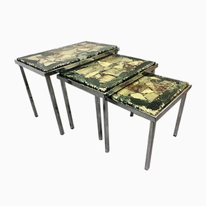 Chrome & Marble Nest of Tables, 1960s, Set of 3
