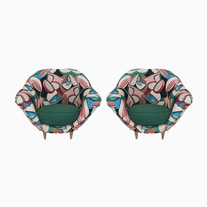 Mid-Century Sessel aus Leinen von Federico Munari, 1950er, 2er Set